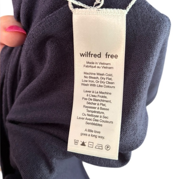Aritzia Wilfred Free Navy Short Sleeve Chocker Neck Jersey Dondoe Dress Size M - Picture 8 of 10